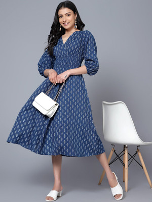 Femvy Flared/A-line Gown(Dark Blue)