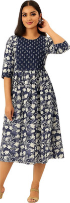 shivay Women Ethnic Dress Dark Blue Midi/Calf Length Dress