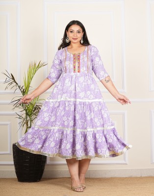 Muskan Fab Women A-line Purple Dress