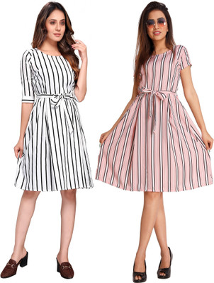 Gurudev Fashionn Women A-line Multicolor Above Knee/Mid Thigh Length Dress