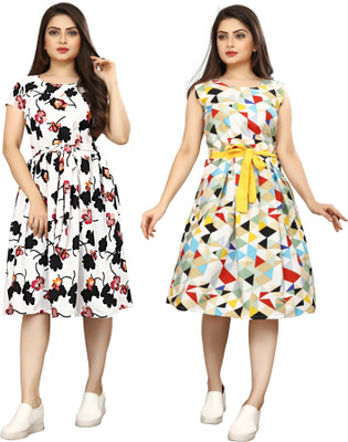 FashhionWorld Women A-line Multicolor Knee Length Dress