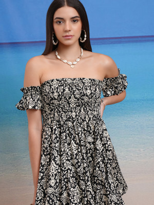 Tokyo Talkies Women Fit and Flare Black Mini/Short Dress