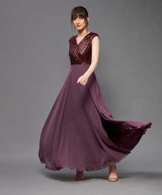 Miss Chase Women Wrap Purple Dress