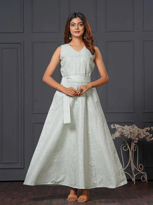 lataree Women Fit and Flare Green Maxi/Full Length Dress