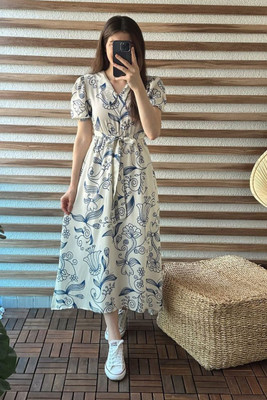 Funkup Women Gown White Midi/Calf Length Dress