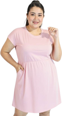 HM HUBB Women A-line Pink Above Knee/Mid Thigh Length Dress