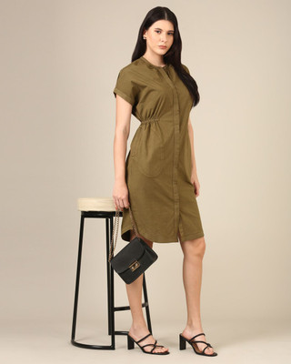 HouseofBold Women Fit and Flare Yellow Above Knee/Mid Thigh Length Dress