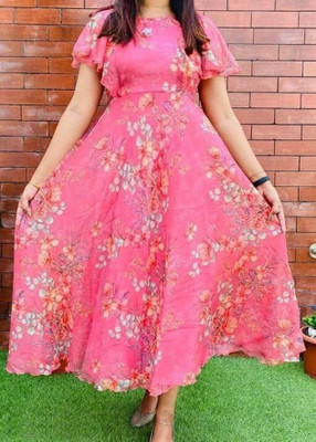 Rosasignora Women Maxi Pink Knee Length Dress