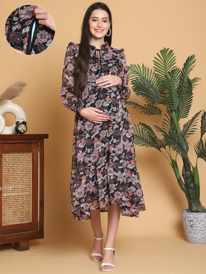 Moms Maternity Women Maxi Black Midi/Calf Length Dress