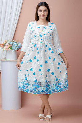 LAMIYA DRESSES Women A-line Light Blue Above Knee/Mid Thigh Length Dress