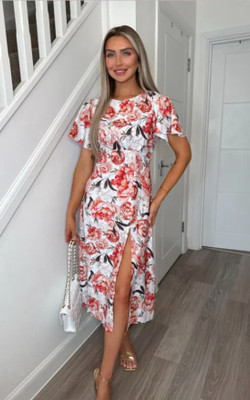 Fashion Street London Women Wrap Pink, Pink, White Midi/Calf Length Dress