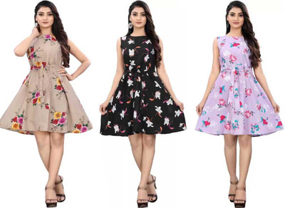 AK Fashion Women A-line Multicolor Knee Length Dress