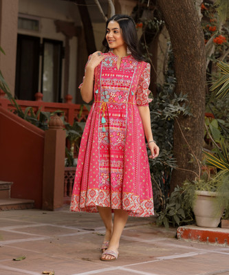 Juniper Women A-line Multicolor Midi/Calf Length Dress