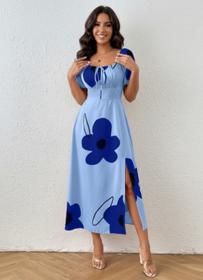 Leriya Fashion Women Ethnic Dress Blue Maxi/Full Length Dress