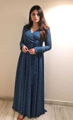 Herway Women Gown Blue Maxi/Full Length Dress