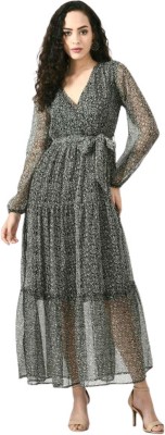 JANGID FASHION Women Maxi Grey, Black, White Dress