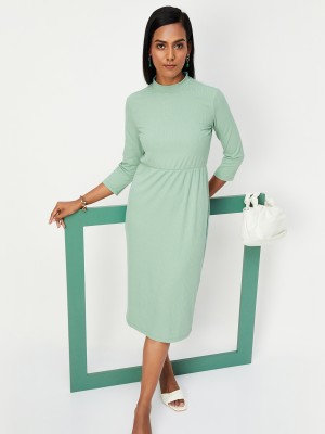 MAX Women A-line Green Dress