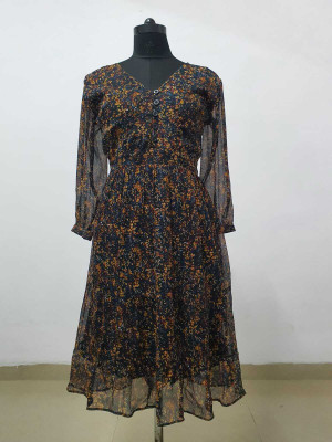 RIHANI FAB Women A-line Multicolor Maxi/Full Length Dress