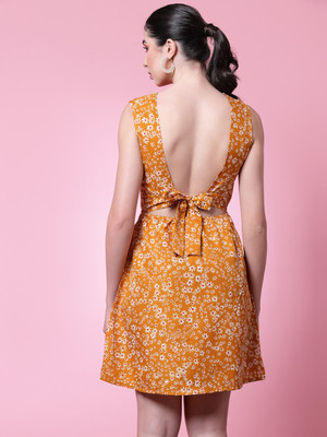 Oomph! Women Sheath Orange Above Knee/Mid Thigh Length Dress
