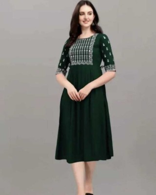 Kartjna Textile Women A-line Green Dress