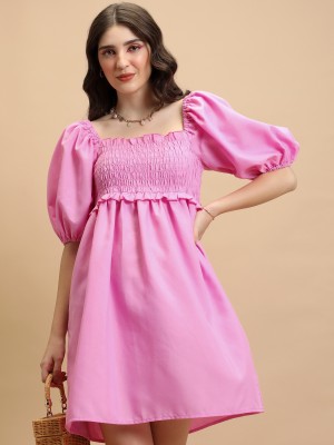 Tokyo Talkies Women Ruffled Pink Dress