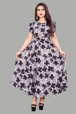EDISHNAL Women A-line Multicolor Maxi/Full Length Dress