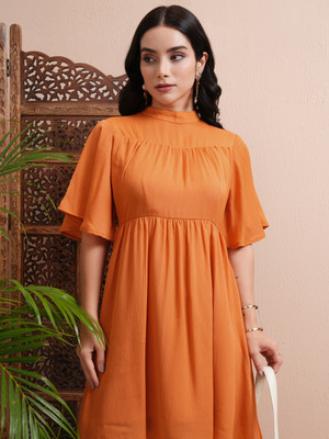 Vishudh Women A-line Orange Mini/Short Dress