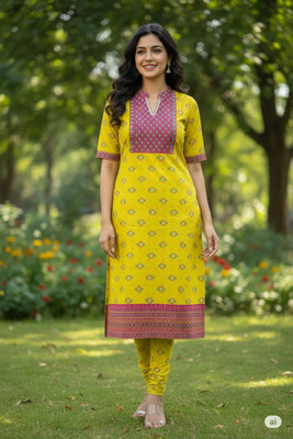 shhop Women Maxi Yellow, Pink Midi/Calf Length Dress