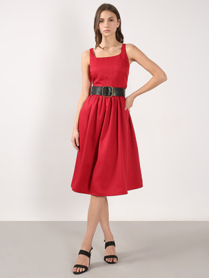 VERO MODA Women Fit and Flare Red Below Knee Dress