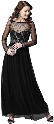 STREET9 Women Gown Black Maxi/Full Length Dress