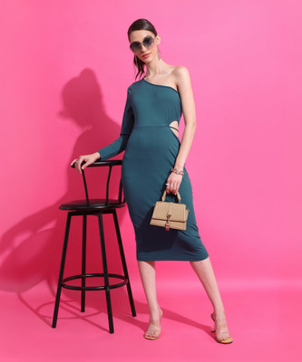 Tokyo Talkies Women Bodycon Dark Blue Knee Length Dress