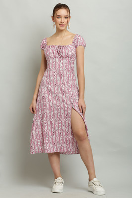 Shyammc Women A-line Multicolor Midi/Calf Length Dress