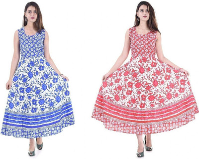 RADHA RANI COLLECTION Women A-line White Maxi/Full Length Dress