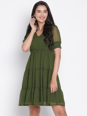 DRAAX fashions Women A-line Green Dress