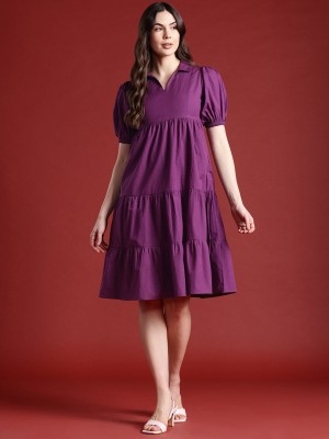 all about you Women A-line Purple Dress