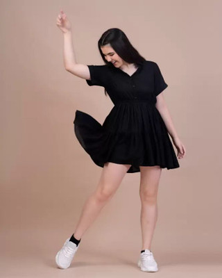 Fashion2wear Women Bodycon Black Above Knee/Mid Thigh Length Dress