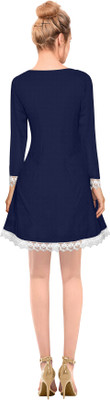 Shoponbit Women Fit and Flare Blue Knee Length Dress