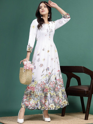 Sangria Women A-line White Midi/Calf Length Dress