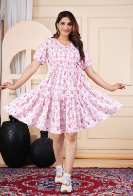 VCK Fashion Women Fit and Flare Pink Dress