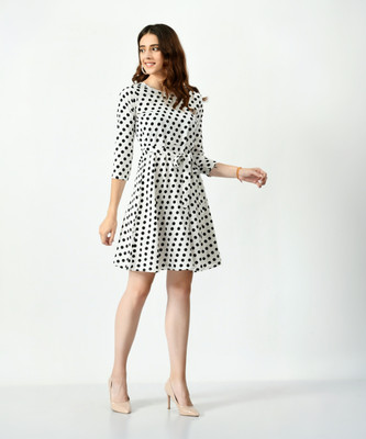 24Hour Fashion Women A-line White Above Knee/Mid Thigh Length Dress