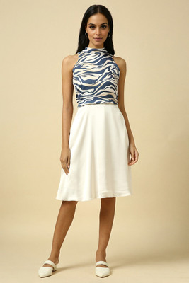 Allen Solly Women Fit and Flare White Knee Length Dress