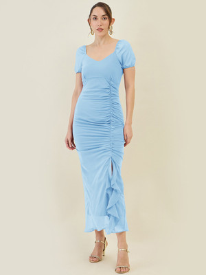 Herway Women Bodycon Light Blue Maxi/Full Length Dress
