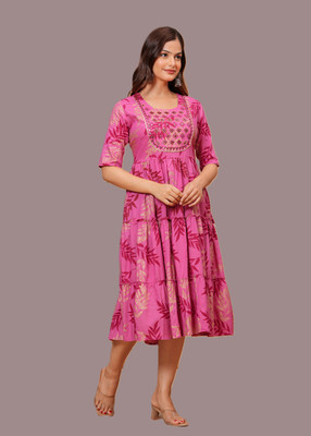 PAVIK Flared/A-line Gown(Pink)