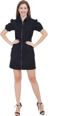 ART OF CLOTHING Women Sheath Black Above Knee/Mid Thigh Length Dress