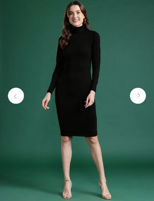 ZEROZABAR Women Bodycon Multicolor Knee Length Dress