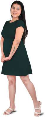 pinkshell Women Asymmetric Dark Green Above Knee/Mid Thigh Length Dress