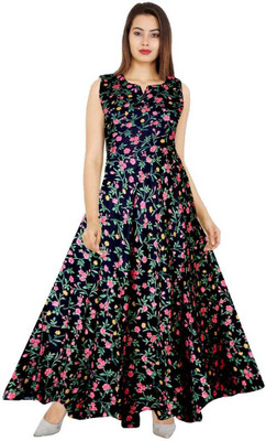 HouseOfCommon Women Maxi Black Full Length Dress