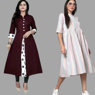 Houseofcommonk Women Printed Anarkali Kurta(Multicolor)