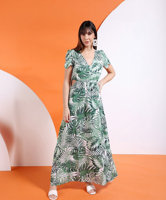 The Indian Garage Co. -Freehand Women Fit and Flare Multicolor Maxi/Full Length Dress