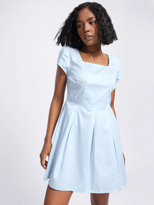 Glitchez Women A-line Blue Mini/Short Dress